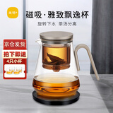 尚明（SAMADOYO）玻璃内胆飘逸杯泡茶壶茶水分离过滤冲茶具套装2025家用办公沏茶壶 【强烈推荐】恒温宝+金灰色 800ml