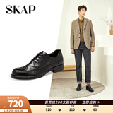 圣伽步（SKAP）皮鞋男士商务休闲德比软底正装鞋 黑色 42