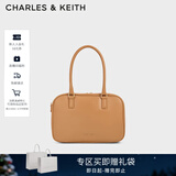 CHARLES&KEITH纯色手提波士顿包斜挎包女士生日礼物圣诞礼物送女友CK2-30271398 Toffee中褐色 M