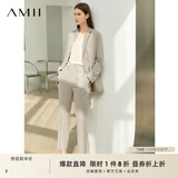 AMII女装2025职业西服套装女夏季新款休闲外套时尚西装两件套 卡其(西裤) S (155)