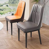 薇纯餐椅家用靠背椅轻奢酒店餐桌椅厨房凳子现代简约软皮椅休闲歺椅子 浅灰色【升级加固】【黑腿】