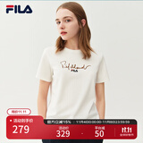 FILA 斐乐女装官方女士短袖T恤夏季休闲运动内搭t恤运动上衣 云菇白-WT L （170/88A/L）
