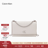 Calvin Klein小众单肩包礼物荔枝纹包包金属搭扣链条翻盖CK女包斜挎包DH2806 WGY-米杏 OS