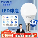 欧普照明（OPPLE）LED节能灯泡E14螺口灯泡 【3w-超白光6500K】1只装 大功率光源超亮高显色球泡