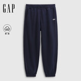 盖璞（GAP）男装秋季款胶印LOGO松紧腰宽松抓绒休闲直筒卫裤束脚裤786421
