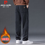 皮尔卡丹（pierre cardin）休闲裤男秋冬季宽松简约直筒裤潮流厚款弹力裤子男装 黑灰色 XL