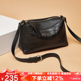 老人头头层牛皮女士包包女包大容量鳄鱼纹单肩斜挎包轻奢女友生日礼物