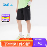 361°儿童短裤夏季男女童3-12岁透气运动裤梭织五分裤 黑 160