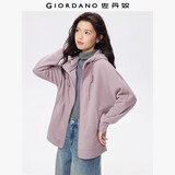 佐丹奴外套女摇粒绒品牌胶章宽松连帽拉链卫衣开衫女05373854