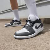 Jordan男休闲鞋乔丹 新款影子灰AJ1高级感潮流运动鞋553558-044灰白44.5