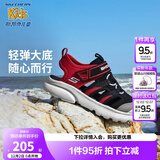 Skechers斯凯奇儿童包头凉鞋男童鞋夏季轻质防滑女大童大头沙滩鞋302969L 黑色/红色/BKRD 35