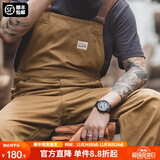 马登工装 复古卡其色背带裤男阿美咔叽经典工装帆布休闲裤男 杏黄色 2XL