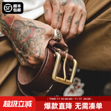 马登工装美式复古进口牛皮皮带男黄铜单针快脱扣真皮硬汉裤腰带男 深咖色 （115cm长 X 3.8cm宽）