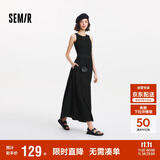 森马（Semir）连衣裙女高腰拼接背心裙百搭2025夏优雅圆领长裙通勤109325114015