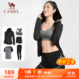 骆驼（CAMEL）瑜伽套装女健身运动服五件套A7S1UL8135黑色M