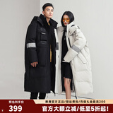 雅鹿新款羽绒服男长款过膝韩版潮时尚男女同款情侣加厚极寒冬季外套NR 黑色-男款 M /170