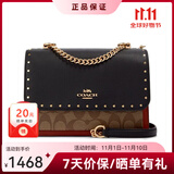 蔻驰（COACH）【双11狂欢购】女包女士Klare链条风琴包女士单肩斜挎包 90400 棕黑铆钉 IME7V