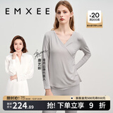 嫚熙（EMXEE）超皮孕妇秋衣秋裤套装秋冬哺乳月子服保暖内衣 燕麦灰【中暖-发热纱】 M