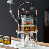 美斯尼 煮茶器玻璃蒸煮一体茶壶喷淋式蒸茶器提梁壶泡茶壶功夫茶具 壶+酒精炉