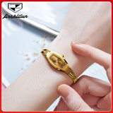 金仕盾（JIN SHI DUN）瑞士认证品牌手表女士简约气质钨钢女表防水石英表轻奢小巧手链表 金仕盾-6530-黄金色