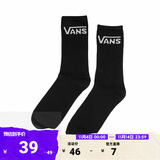 VANS范斯官方 男子长袜袜子经典LOGO印花运动休闲滑板初学者 黑色 均码