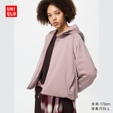 优衣库女装双面穿防风摇粒绒拉链连帽外套户外防水冬季新款479697 479697/11粉红色 M