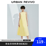 UR2025春季新款女装法式气质后拉链收腰无袖连衣裙UWM750031 米黄 XS
