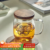 忆壶茶（YIHUTEA）泡茶杯茶水分离玻璃杯办公室家用水杯男士茶杯玻璃高硼硅绿茶杯子 【黑胡桃木盖】500ML君子杯