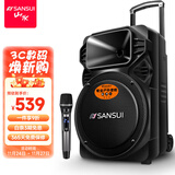 山水（SANSUI）A12-66 12吋广场舞音响 户外音响卡拉ok重低音蓝牙音响 便携式K歌移动舞台拉杆音箱大功率扩音器 豪华版（12寸重低音+单麦）