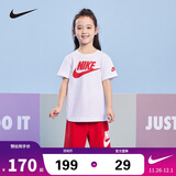 NIKE 耐克小童装2025年夏季男女童短袖T恤+短裤2件套儿童休闲运动套装