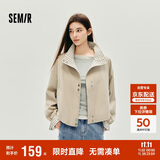 森马（Semir）外套女秋季花苞拼接格子宽松立领2025风文艺通勤夹克10A525108004