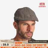 迪卡侬帽子户外经典复古保暖男士平顶帽贝雷帽鸭舌帽浅褐色均码-2087209