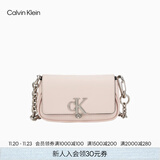 Calvin Klein时尚单肩包礼物链条包包金属字母旋扣翻盖CK女包斜挎马鞍包DH3240