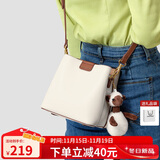 蔻一（Cnoles）水桶包女士包包牛皮单肩包高端小斜挎包大容量女生白色包生日礼物