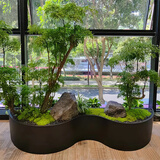 屿西家居定制不锈钢造景花箱阳台庭院弧形花槽餐厅办公室内花池异形种植箱 款式1：200*50*40cm(不含植物和装饰物）