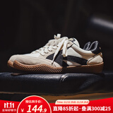 马登箭头德训鞋子男夏秋透气平底休闲板鞋复古阿甘小白鞋网面运动鞋 米白色 42 男码-偏大一码