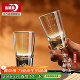 青苹果白酒杯精致二两杯6只装 手握金山 加厚水晶玻璃带刻度观山杯