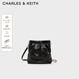 CHARLES&KEITH迷你菱格流浪包单肩斜挎双肩包包女包生日礼物CK2-60782390 【S号】Black黑色 S