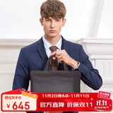 ELLE HOMME男士公文包 时尚真皮手提包 休闲商务电脑包牛皮男包262610咖色