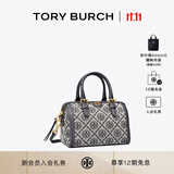 Tory Burch汤丽柏琦【12期免息】T MONOGRAM 迷你提花波士顿斜挎酒桶包82939 Tory 海军蓝  405