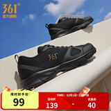 361°运动鞋男鞋秋冬季透气网面跑鞋黑色通勤轻质户外慢跑步鞋 曜石黑/皇冠金【透气网布】 40
