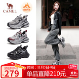 骆驼（CAMEL）银月户外复古老爹鞋厚底休闲鞋 L24A283742R 黑/银(加绒) 38