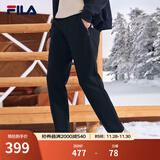 斐乐（FILA）官方男士长裤秋冬季款针织时尚直筒长裤子运动裤简约通勤休闲长裤 【经典款加绒版】正黑色-BK 4XL 195/100A