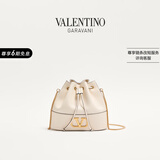 华伦天奴VALENTINO女士 VLOGO SIGNATURE 羊皮革迷你水桶包 浅象牙白色 均码
