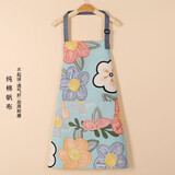 羽尔乐新款韩版可爱棉质帆布围裙女家用厨房做饭防污透气耐磨时尚小清新 【帆布挂脖】绿色花海