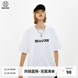 BEASTER短袖T恤男女同款国潮牌基础款纯色休闲圆领上衣易穿搭 白色 L