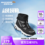 Skechers斯凯奇儿童绒绒靴雪地靴保暖男童棉鞋防寒加绒高帮女童靴660092L 男童/黑色/白色/BKW 37