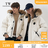 Teenie Weenie小熊男装简约休闲羽绒服秋冬大毛领情侣款羽绒服 白色 2XL (185)