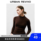 UR秋季新款女装简约百搭休闲立领修身长袖T恤UWB440047 深红棕 S