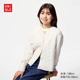 优衣库童装女童souffle yarn舒芙蕾开衫长袖毛衣外套新款478173 01 乳白色 150